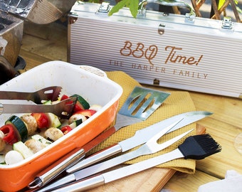 Personalised Metal BBQ Tool Set - Barbecue Accessories - Barbeque Gift Set - Outdoor Living