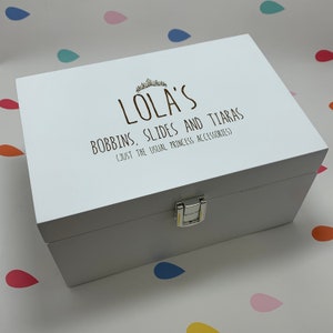 Boîte à bijoux de luxe personnalisée avec miroir - Boîte de rangement d'accessoires en bois blanc - Cadeaux pour enfants - Déguisement - Chambre de fille