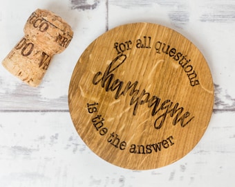 Champagne Coaster - Chocolate Coaster - Hurrah for Gin - Prosecco Gift - Gift For Her - Wooden Coaster - Drinks Coaster - Personalised Gifts