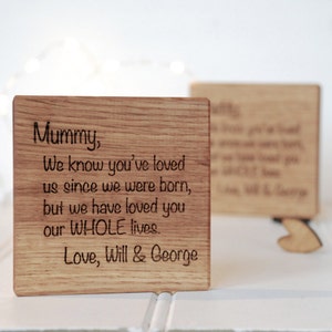 Carta a la montaña rusa de madera - Regalo de los nietos -Regalo del abuelo - Posavasos de madera - Regalo para la niñera - Regalo para mamá - Regalo personalizado