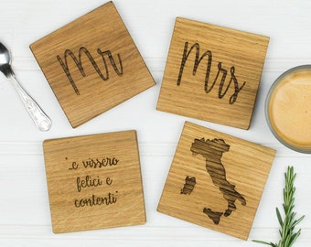 Personalised Set Of Four Wedding Coasters