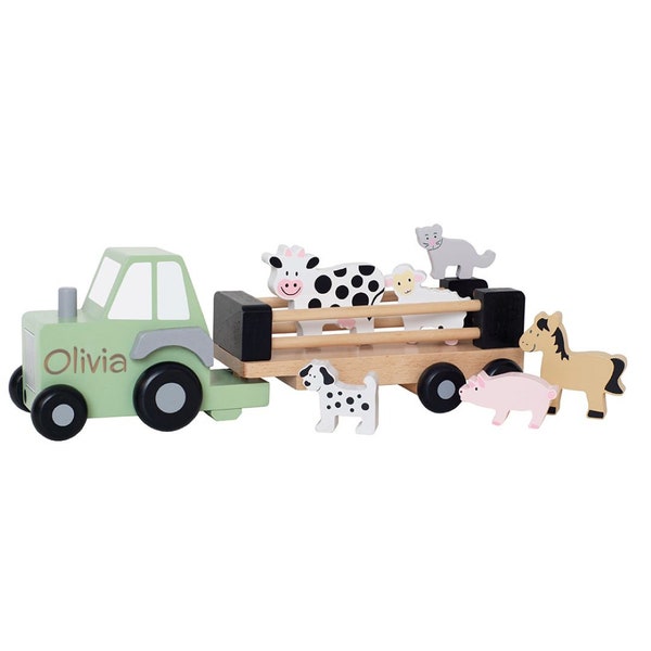 Personalised Tractor Farm Set - Childrens Toys - Wooden Toys - Christmas Gift - Birthday Gift - Role Play - Pretend Play - Farm Animals