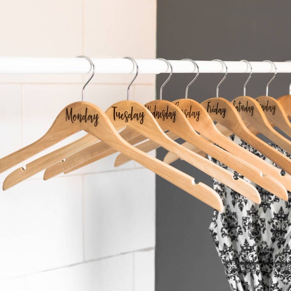 Days Of The Week Wooden Coat Hangers Personalised Hangers Gifts For Him Boyfriend Gift University Gift Wardrobe Organiser