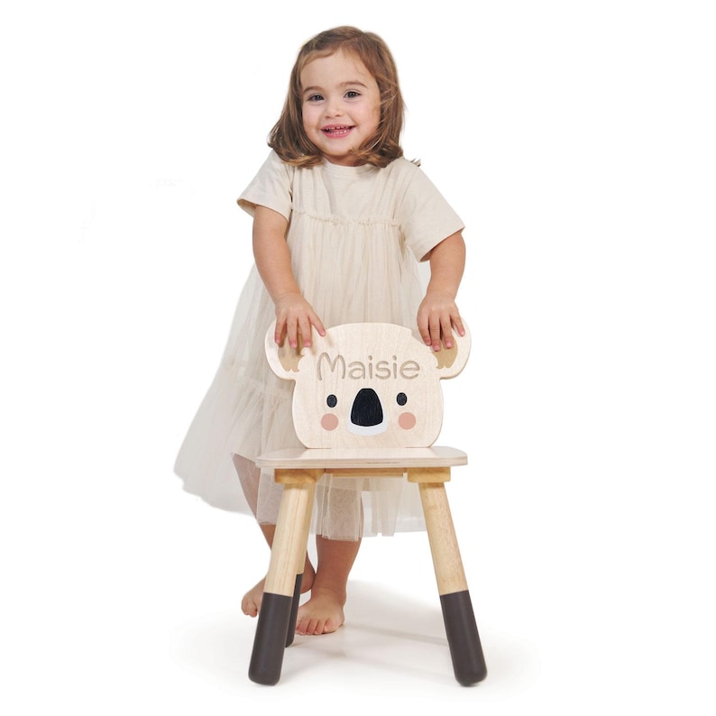 Personalised Wooden Deer Chair - Children's Woodland Furniture - Custom Toddler Gift - Nursery Decor - Baby Shower Present Koala