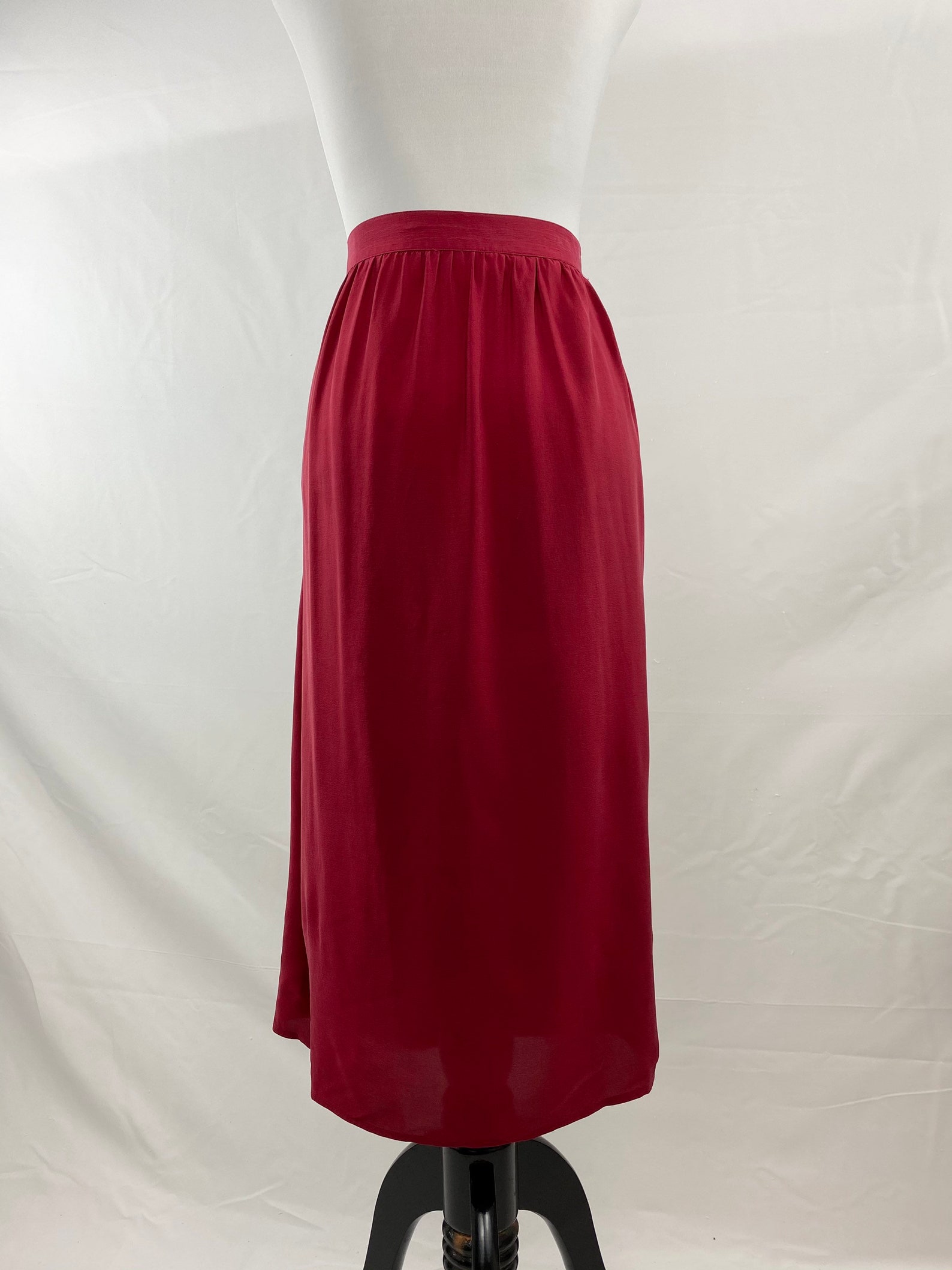 Vintage Red Silk Wrap Skirt Size 8 - Etsy