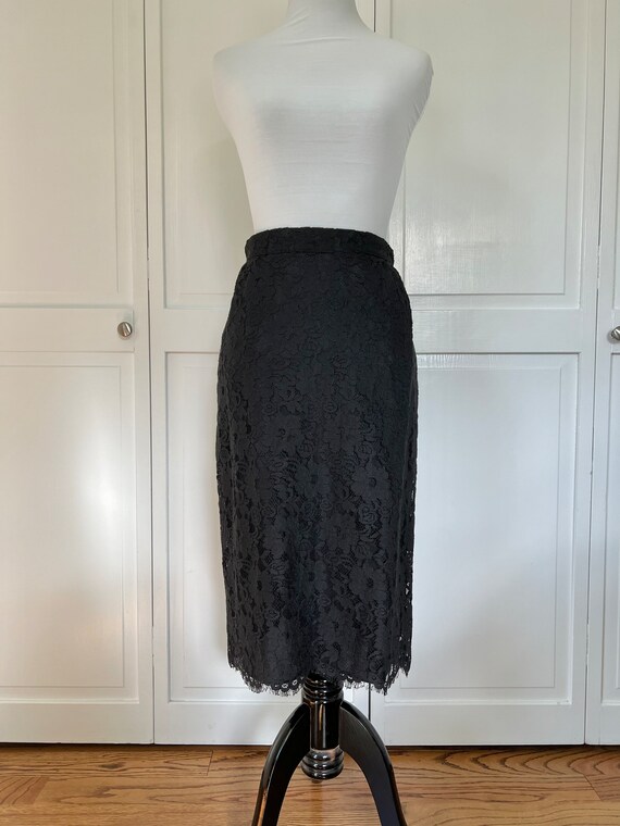Vintage Black Lace Pencil Skirt 26 Waist Etsy Canada