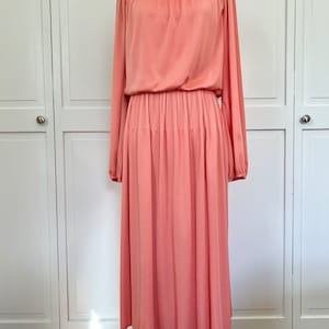 Vintage 1970s Coral Midi Dress, Size 2