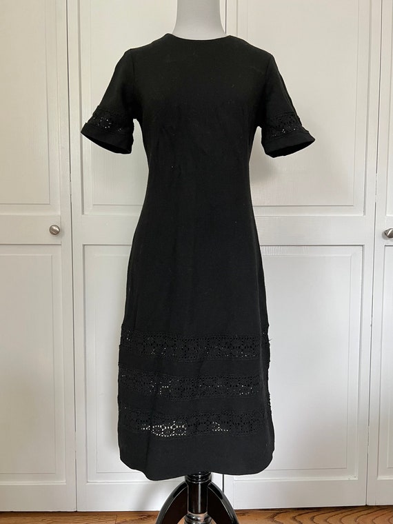 Vintage 60s Black Sheath Dress, Size Large - image 1