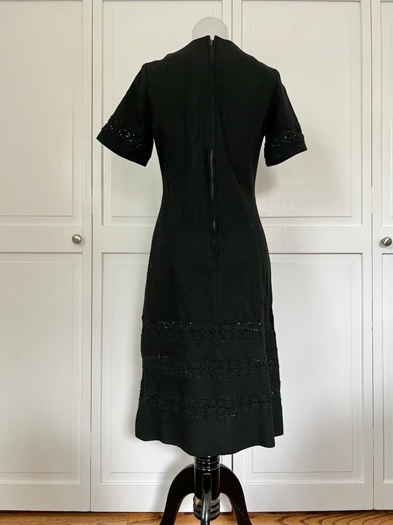 Vintage 60s Black Sheath Dress, Size Large - image 3