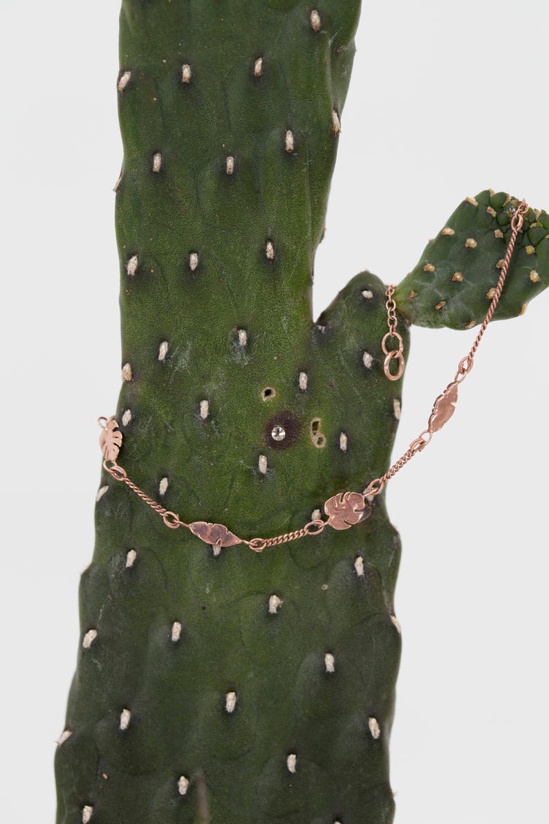 Dainty Leaf Bracelet 14k Yellow Gold image 4