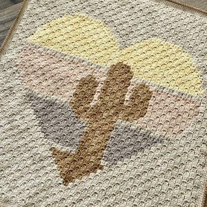 C2C PATTERN | Retro Saguaro Heart Baby Blanket | Crochet Graph Pattern ...