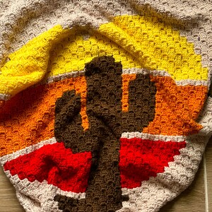 C2C PATTERN | Retro Saguaro Heart Baby Blanket | Crochet Graph Pattern ...