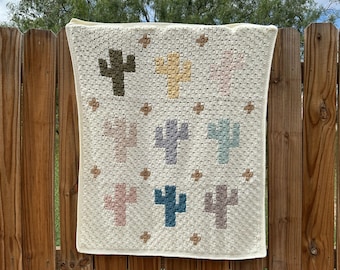 C2C Crochet Baby Blanket Pattern: Mini Saguaro Cactus (PDF Download)