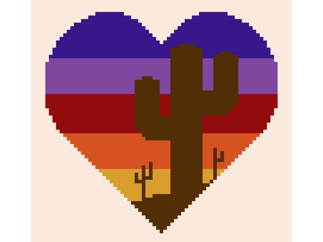 Sunset Saguaro Crochet Throw Pattern: C2C Graph, Heart & Cactus (PDF ...