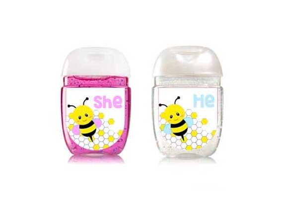 Bee Theme Gender Reveal Diy Hand Sanitizer Labels Party Etsy