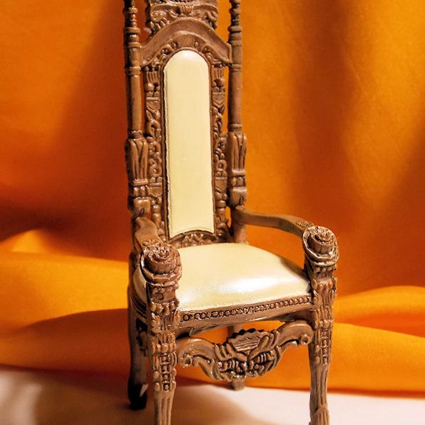 Dollhouse Gothic Chair - Medieval Chair - Doll House Ornate Chair - 1/12th Scale