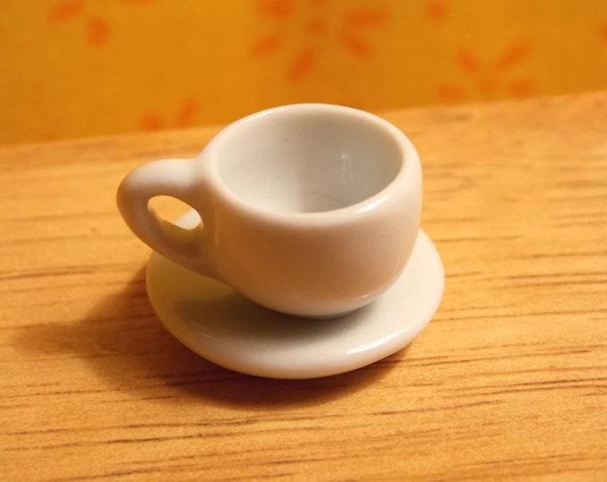 Doll House Tea Cup & Saucer Doll House White Coffee or Cocoa Cup and