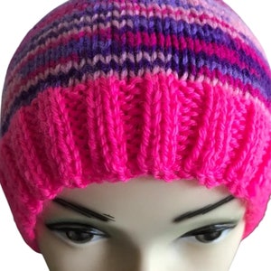 Pink beanie hippie hat for women, purple boho bohemian hat, vegan clothing.
