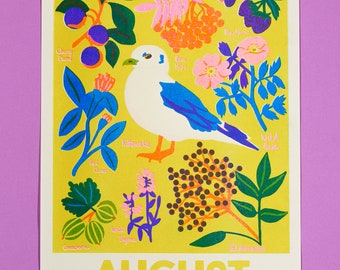 August Forage Risograph Print