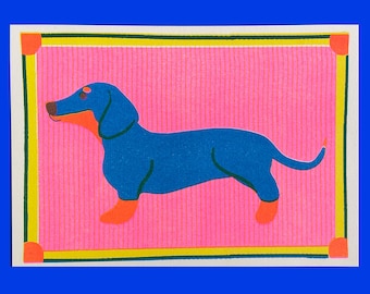 Dachshund Mini Riso Print