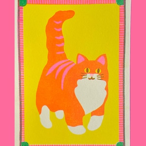 Orange Cat Mini Riso Print