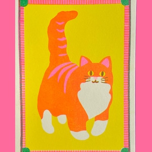 Imprimé mini chat orange Riso