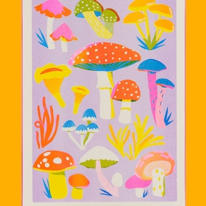 Mushroom Risograph Print