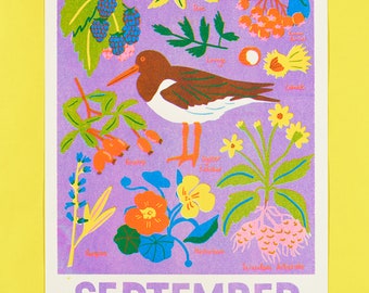 September Foraging Risograph Print