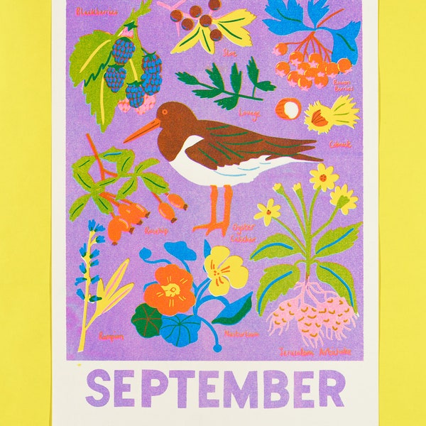 September Foraging Risograph Print