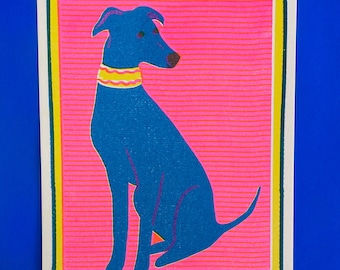 Greyhound Mini Riso Print