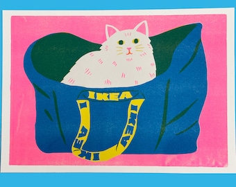 Borsa Ikea con stampa gatto