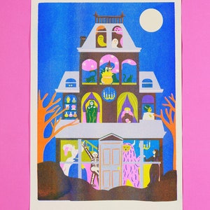 Haunted house riso print