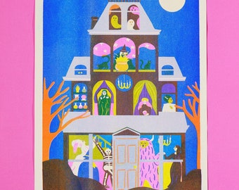 Haunted house riso print