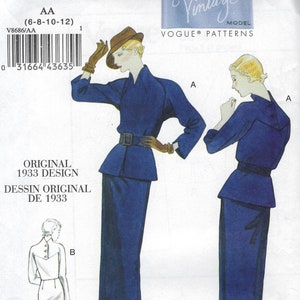 Retro 1933 Dress & Peplum Reprint - Vogue 8686 - Uncut Sewing Pattern