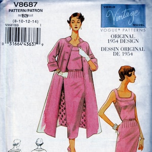 Retro Dress, Belt and Coat Reprint - Vintage Vogue 8687 - Uncut Pattern