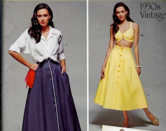 Retro 1950's Blouse, Skirt and Bra Top Reprint - Simplicity 1166 - Uncut Pattern