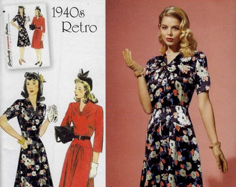 Retro 1940's Dress Reprint - Simplicity 1587 - Uncut Pattern