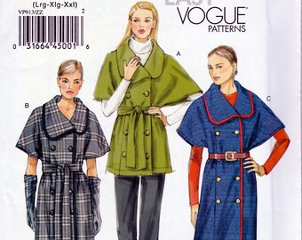 May include: Vogue Patterns sewing pattern for capes and coats. The image shows three different cape and coat designs. The pattern number is VP913, and the size is ZZ (Lrg-Xlg-XXl). The text "VERY EASY VOGUE PATTERNS" is also visible.