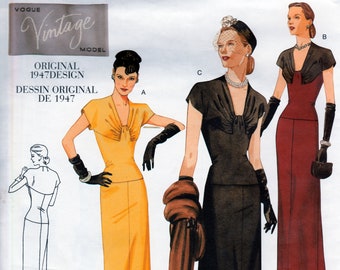 Vintage Vogue 2610 Retro 1947 Dress Sewing Pattern Vintage Vogue 2610 Retro 1947 Dress Sewing Pattern