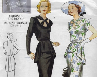 F②TOMICALIMITED VINTAGENEOF355berlinetta Retro 1947 Dress, Neckline Interest & Belt - Vogue 2495