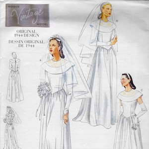 Retro 1944 Dress, with Train Reprint - Vogue 2384 - Uncut Pattern