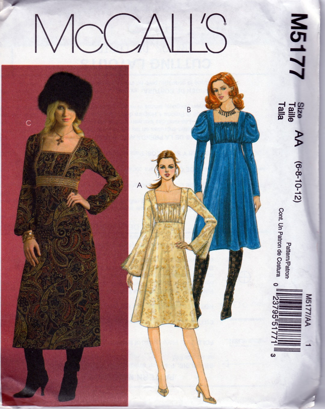 mccalls empire waist dress pattern M7116 (PDF) | Misses' Empire-Waist Dresses