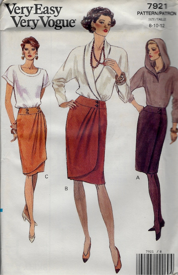 Mock Wrap Skirts Vogue 7921 Uncut Pattern - Etsy