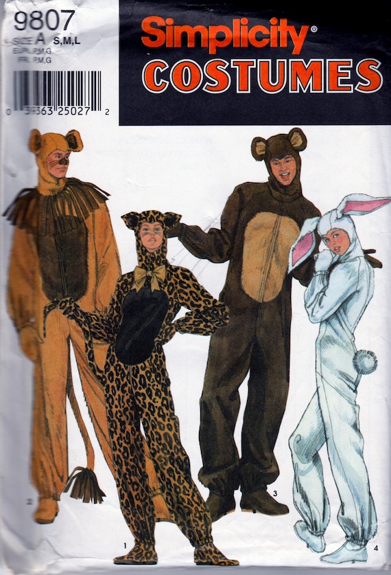 Adult Animal Costumes Simplicity 9807 Uncut Pattern