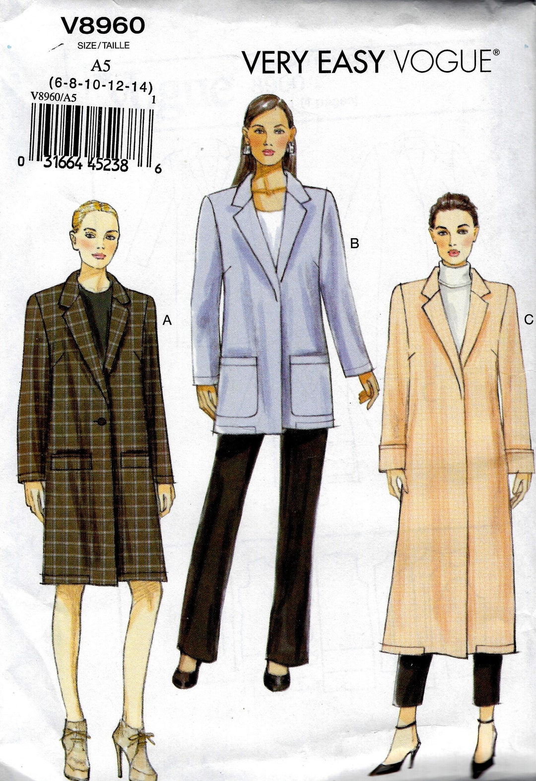 Vogue 8960 Coats Sewing Pattern - Etsy