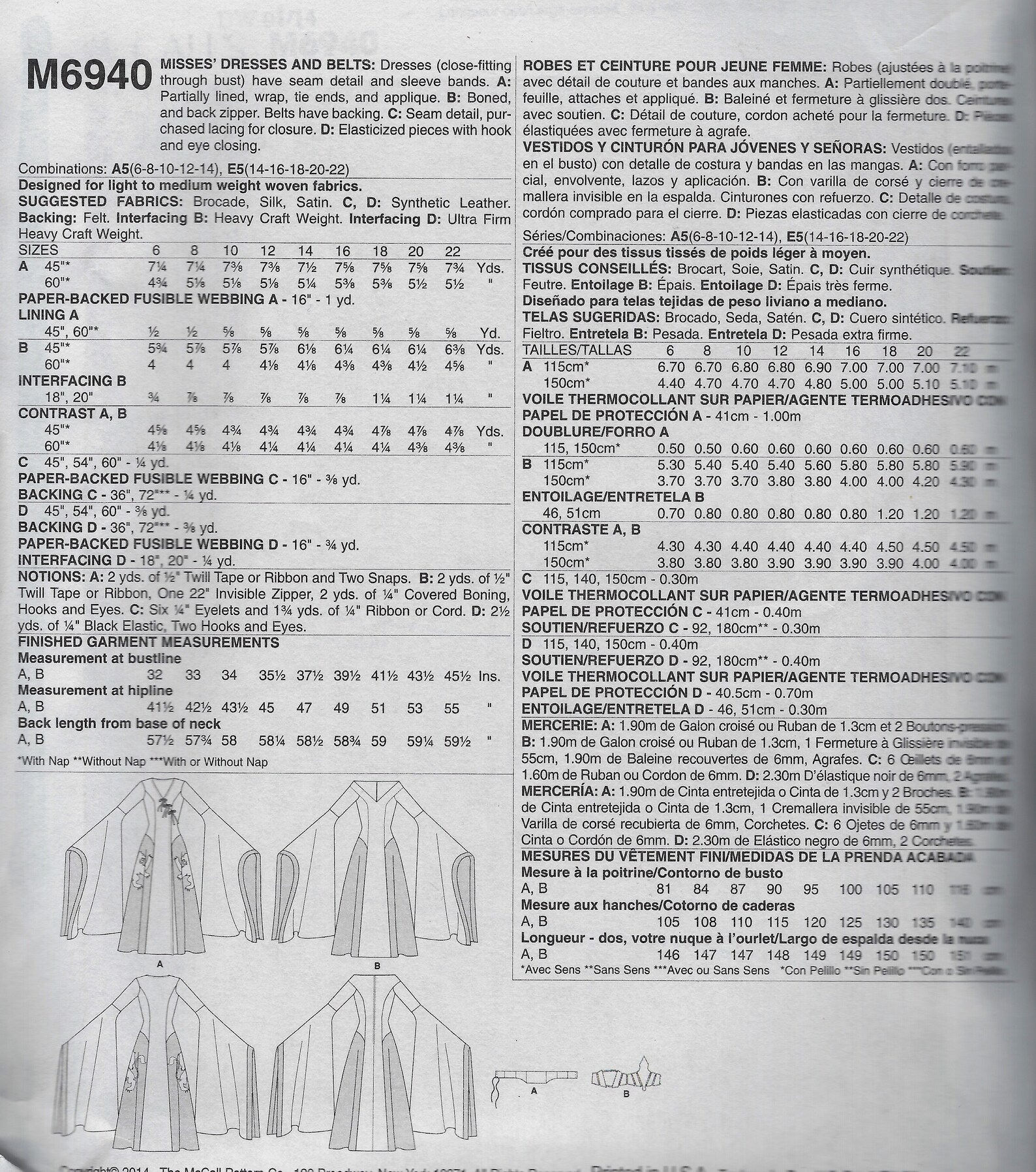Princess Gown &amp; Belt Mccall's 6940 Uncut Pattern - Etsy