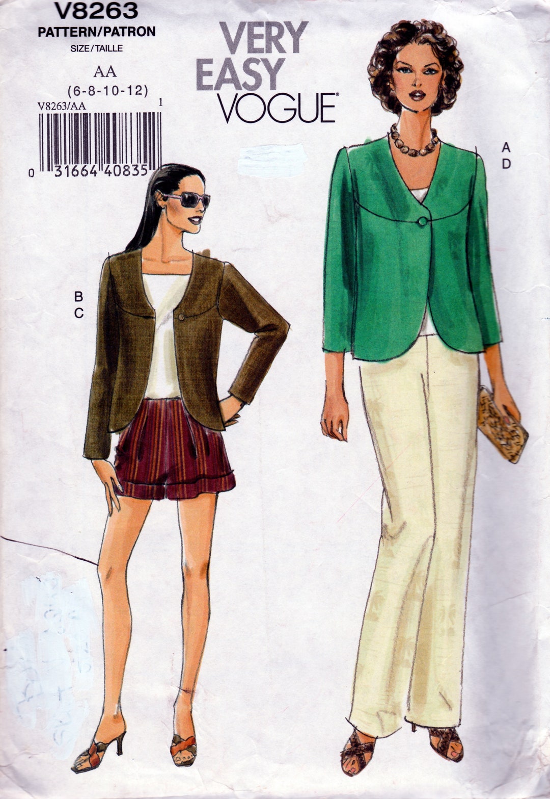 Jacket, Shorts & Pants Vogue 8263 Uncut Pattern - Etsy
