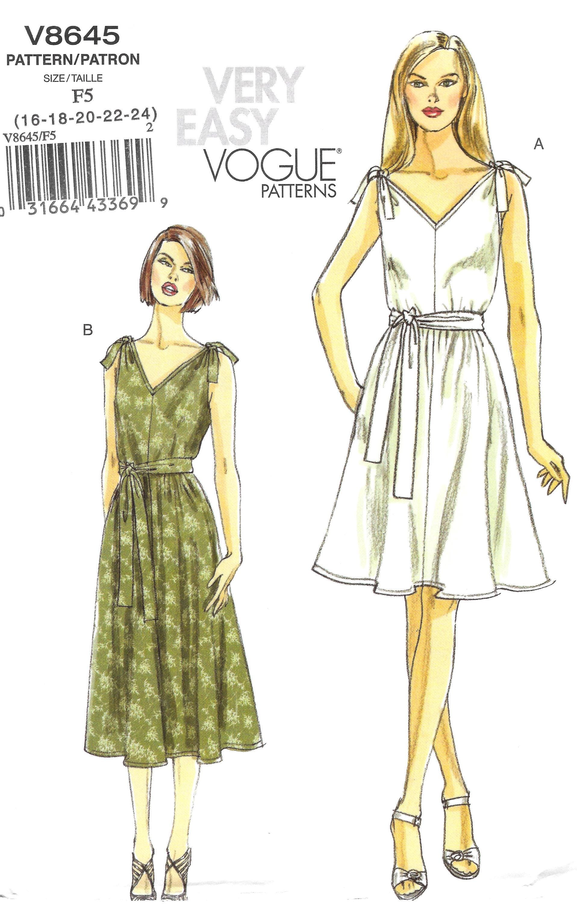 Vogue 8645 Summer Dress Sewing Pattern - Etsy