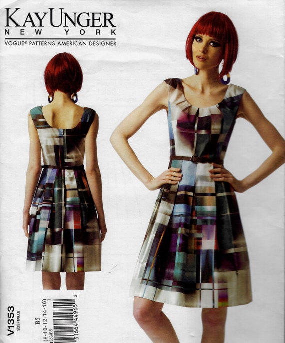 Pleated Dress by Kay Unger Vogue 1353 Uncut Sewing Pattern 