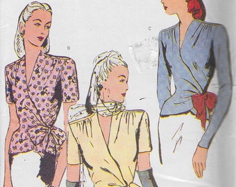 Retro 1940's Blouse  - Butterick 3700 - Uncut Sewing Pattern